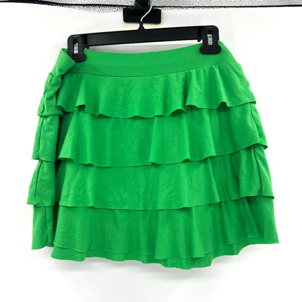 No Boundaries Green Layered Ruffled Pull On Skirt Women's XL